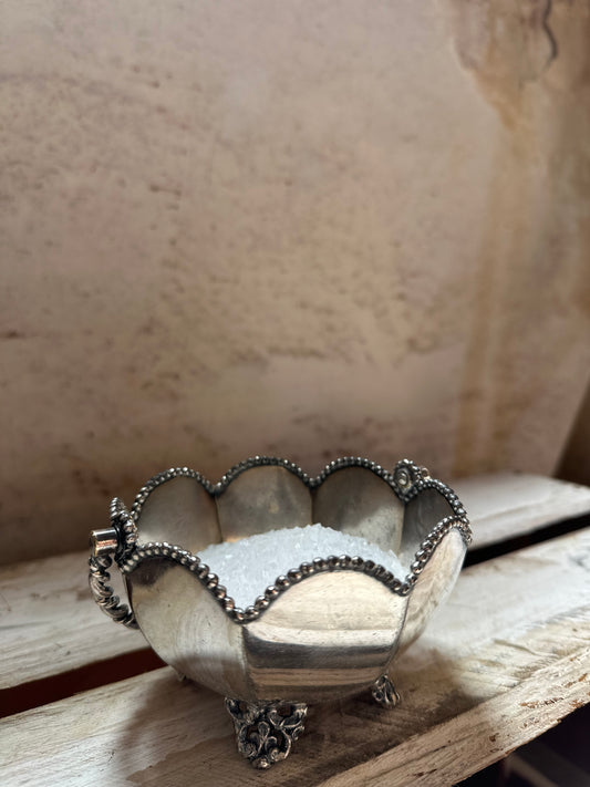 Antique Silver Plated Ornate Open Salt Cellar Basket