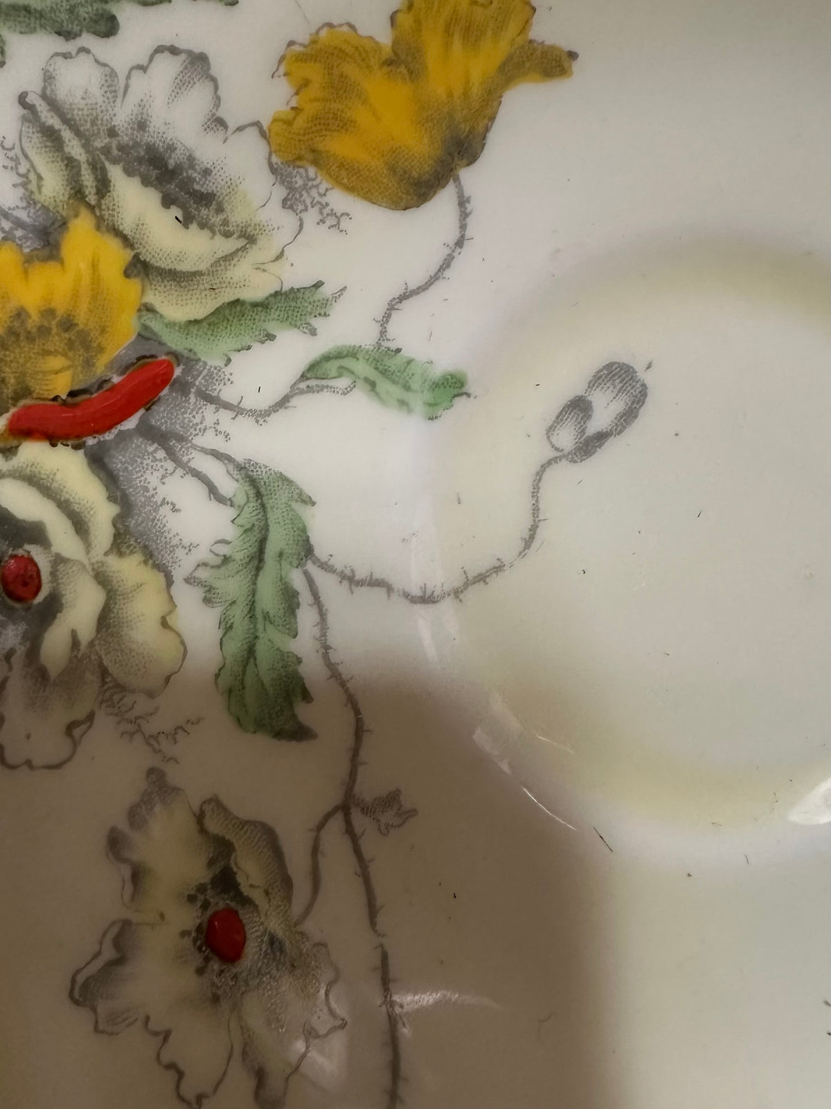 Crown Staffordshire Saucer - Yellow Poppies & Daisies. Set of 3