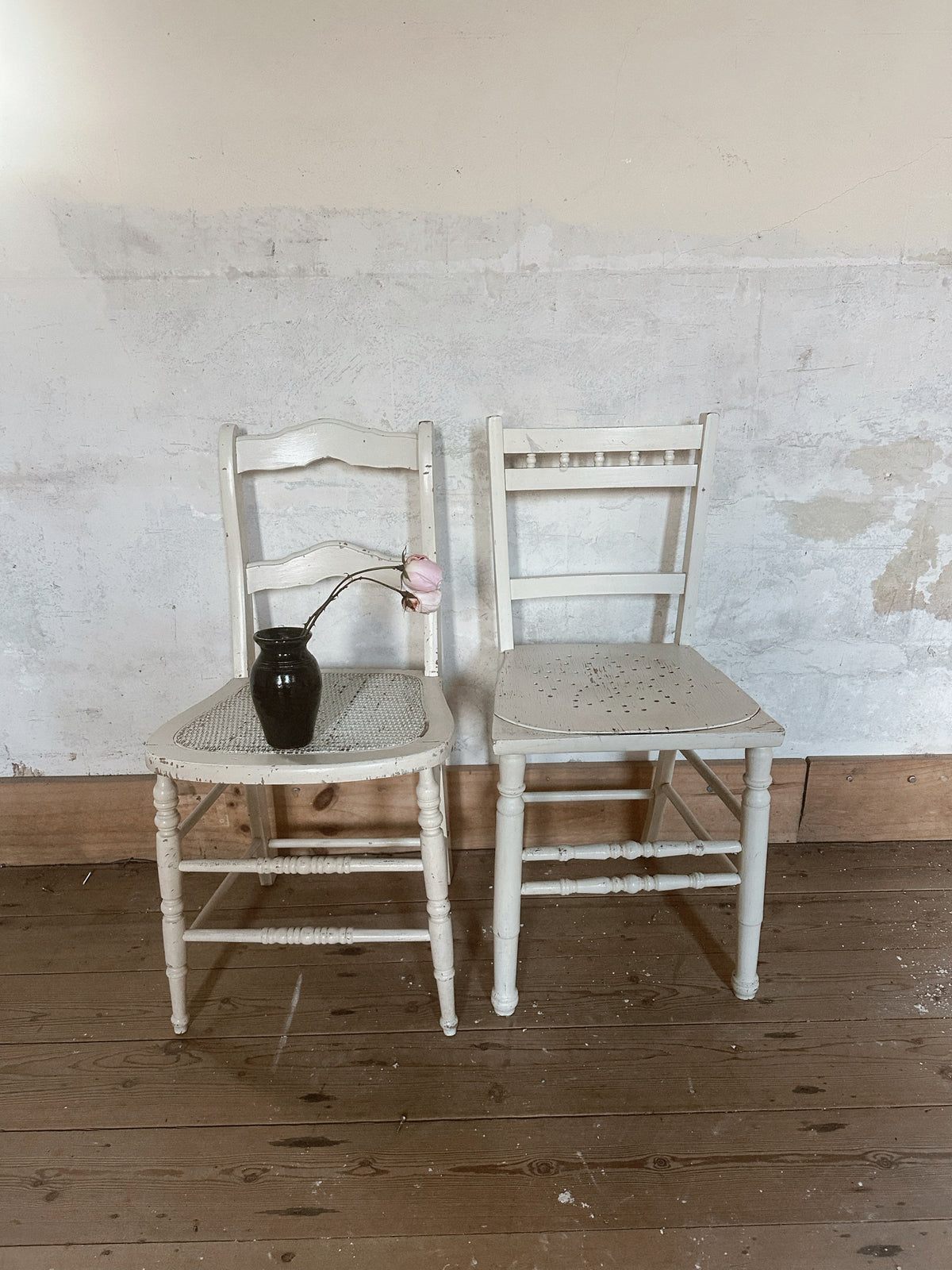 Distressed Ladder Back White Chair #2