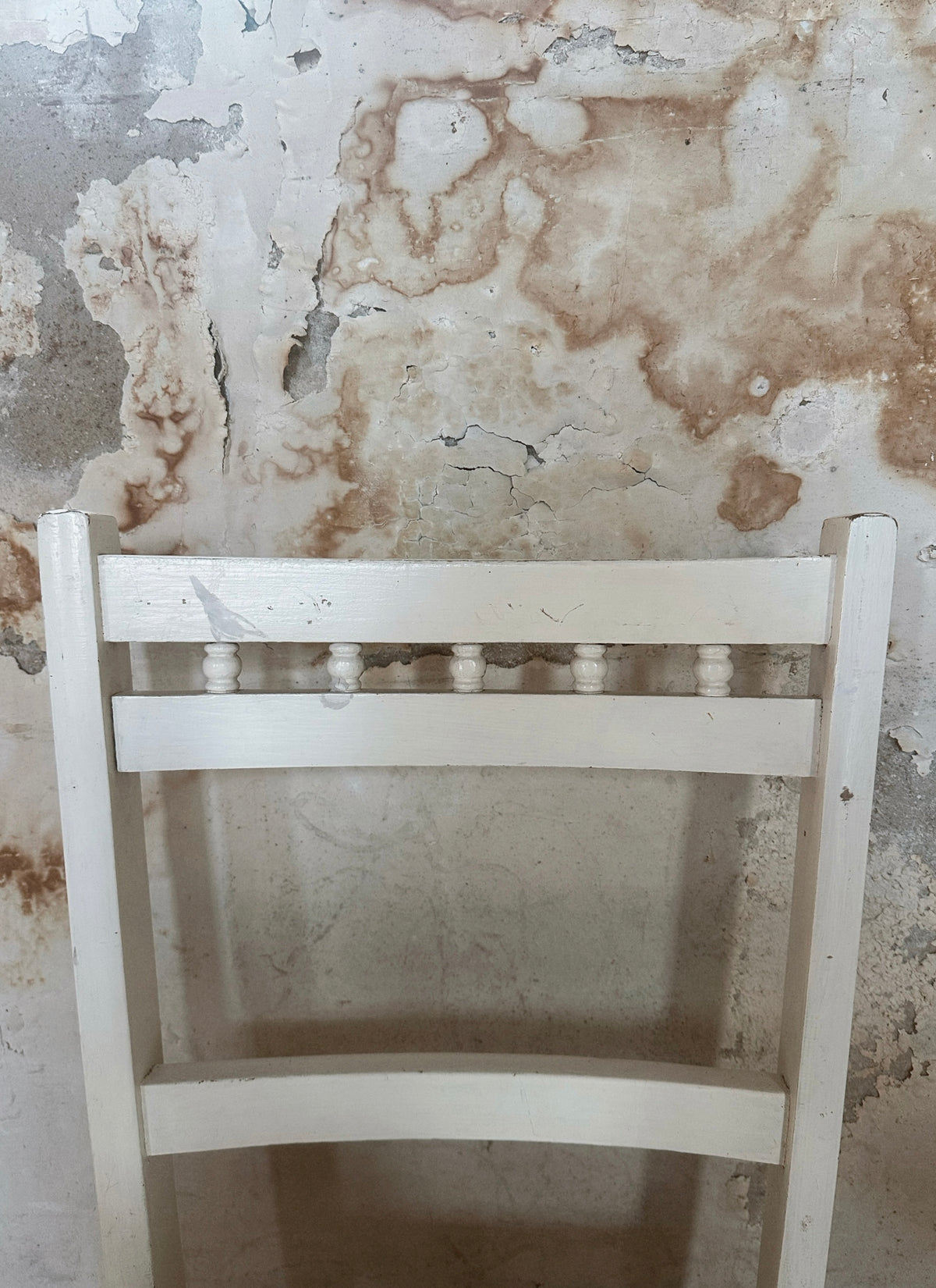 Distressed White Wooden Accent Chair #1
