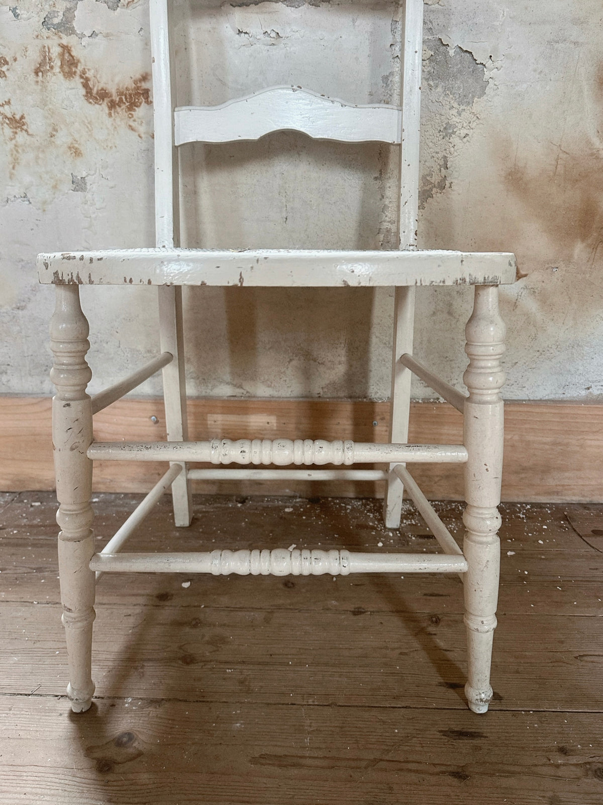 Distressed Ladder Back White Chair #2