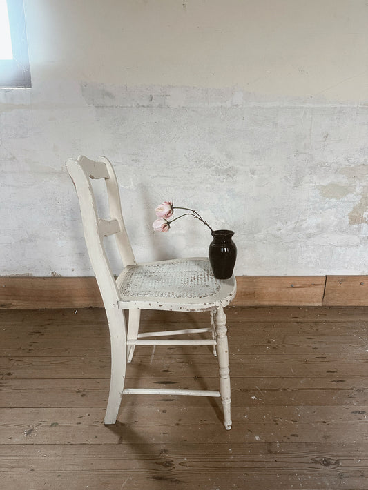 Distressed Ladder Back White Chair #2