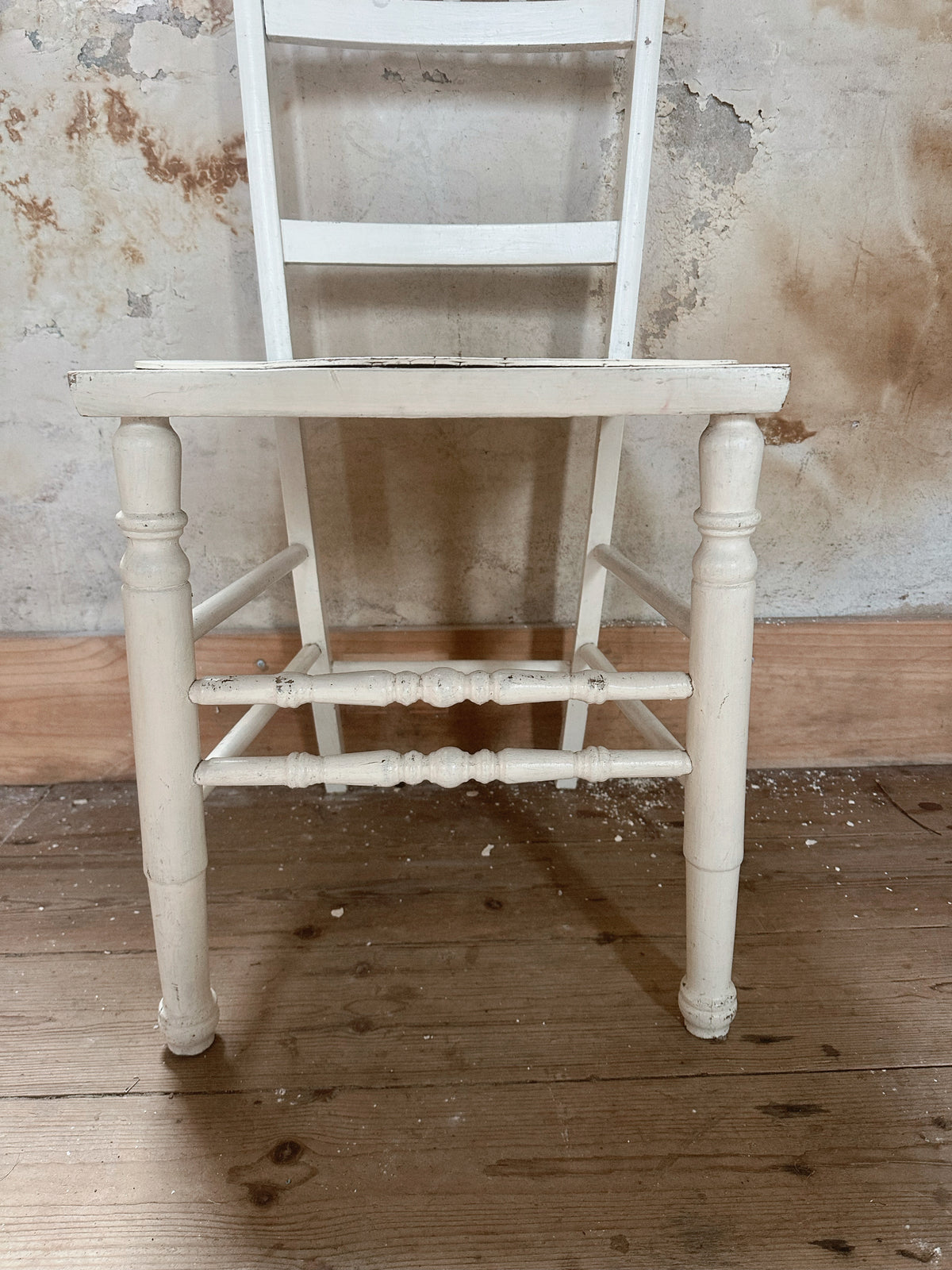 Distressed White Wooden Accent Chair #1