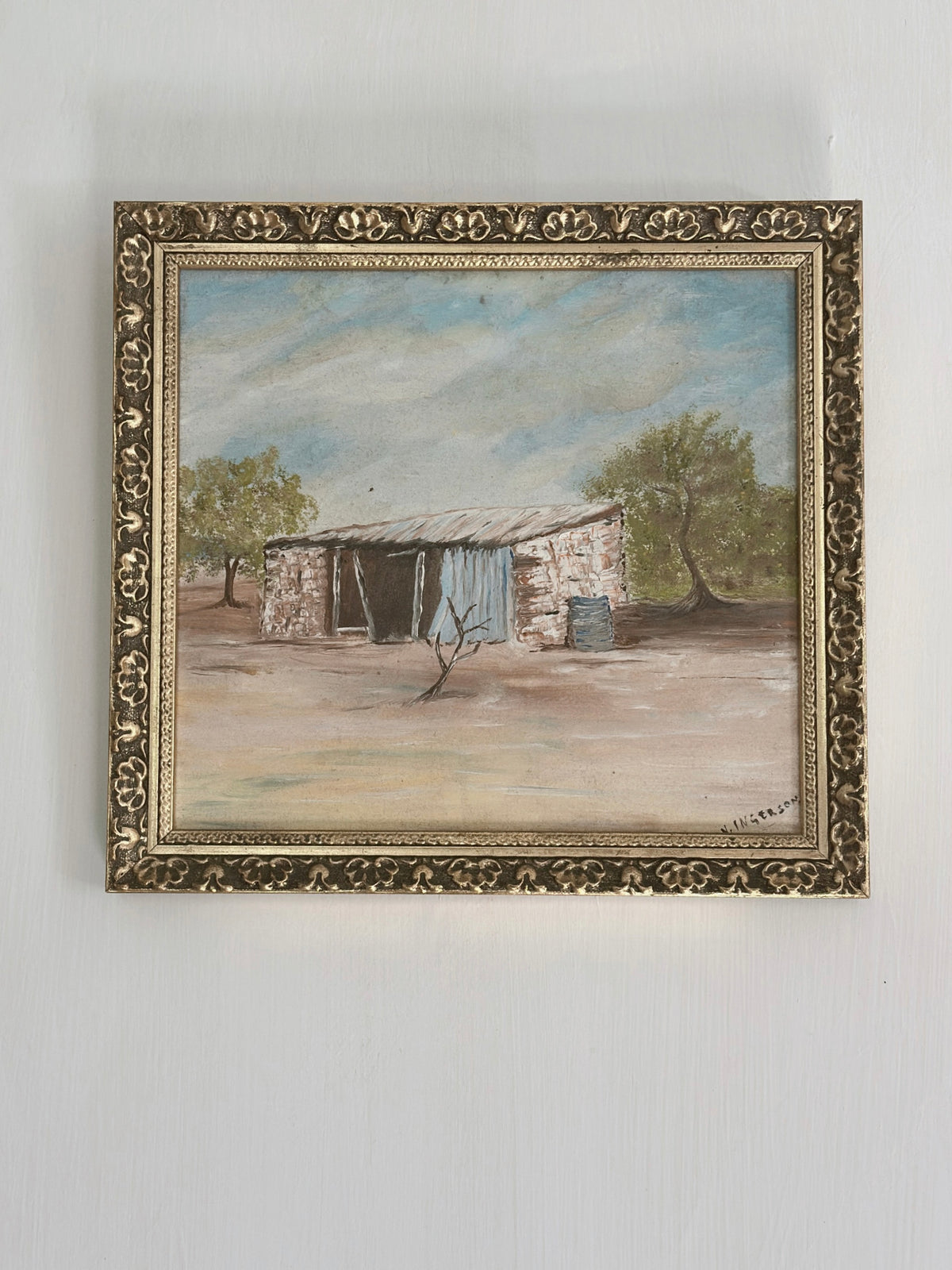 Australian Outback Landscape Painting – Signed V. Ingerson – Framed 