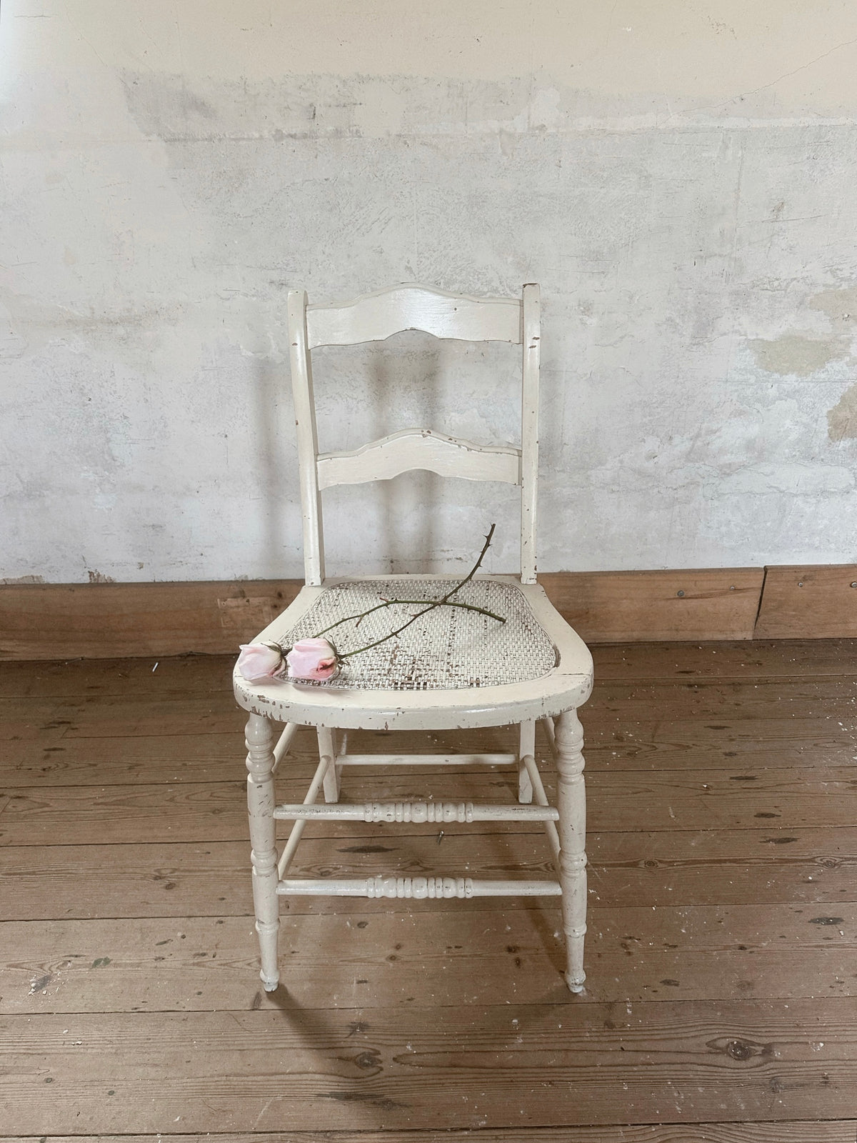 Distressed Ladder Back White Chair #2