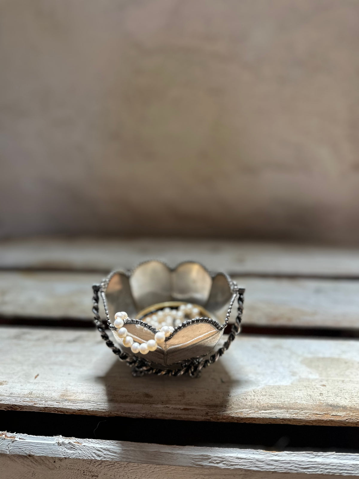 Antique Silver Plated Ornate Open Salt Cellar Basket