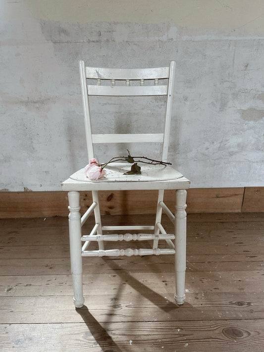 Distressed White Wooden Accent Chair #1