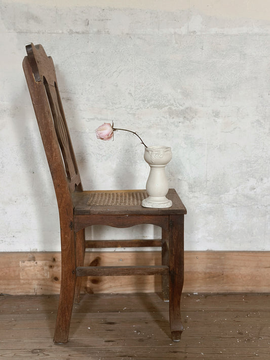 Antique Solid Timber Side Chair with Woven Cane Seat Insert