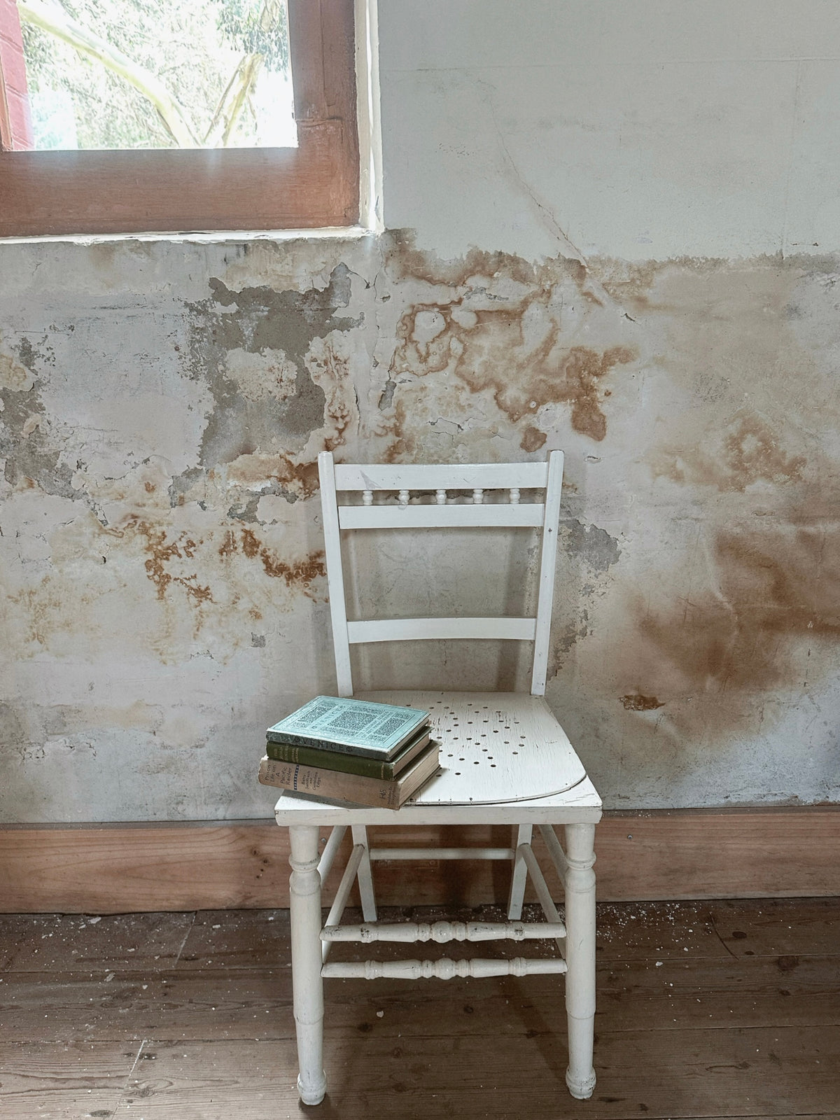 Distressed White Wooden Accent Chair #1