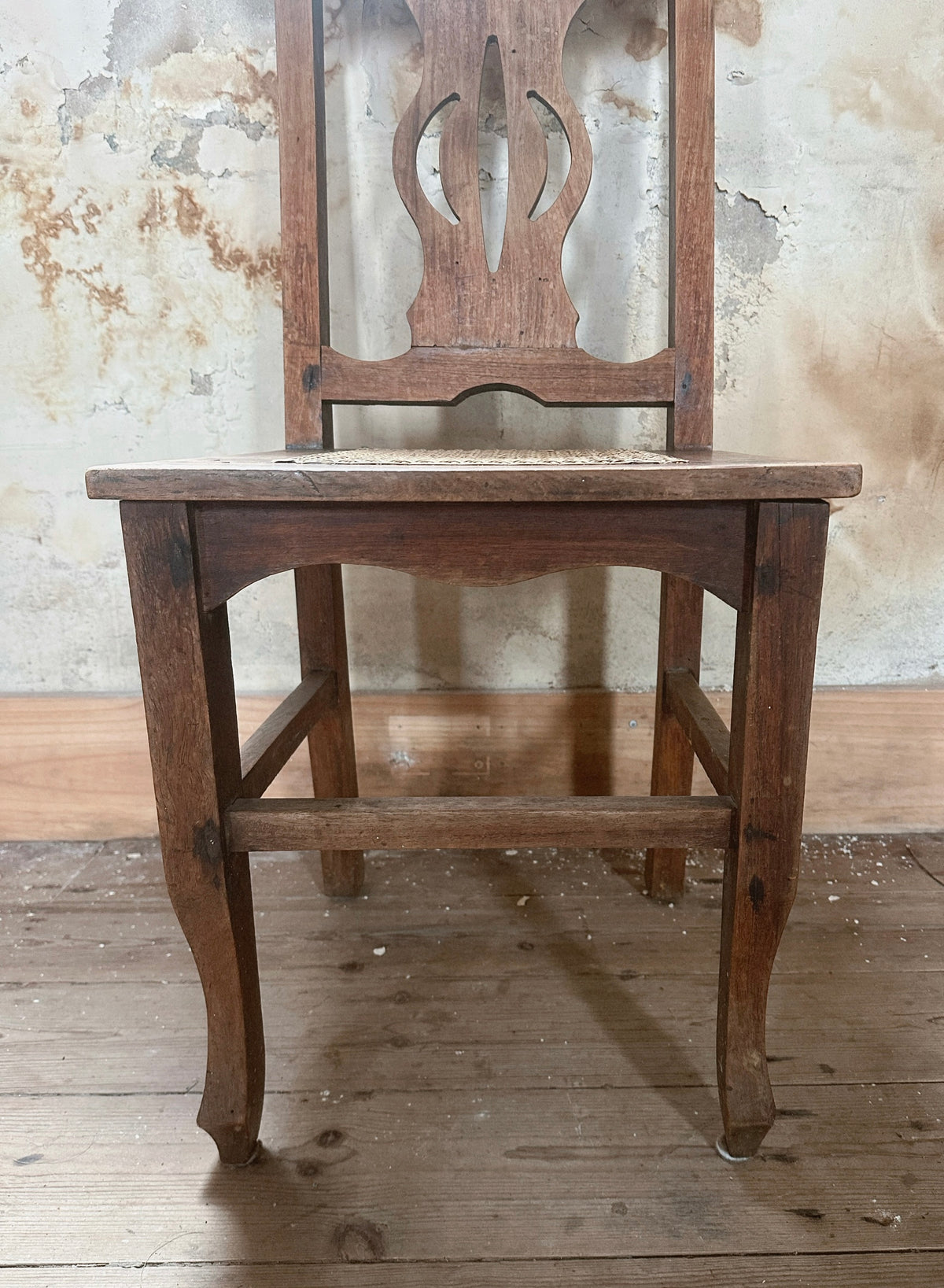 Antique Solid Timber Side Chair with Woven Cane Seat Insert