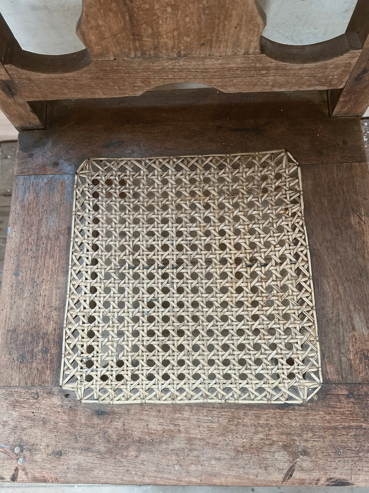 Antique Solid Timber Side Chair with Woven Cane Seat Insert