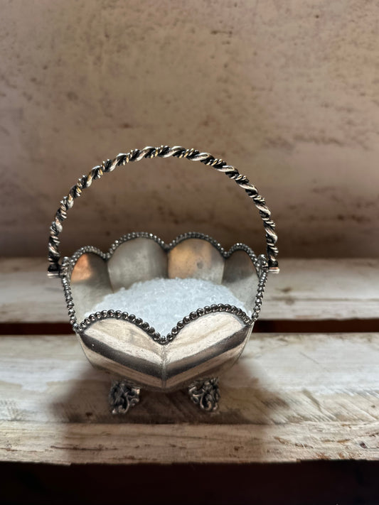 Antique Silver Plated Ornate Open Salt Cellar Basket