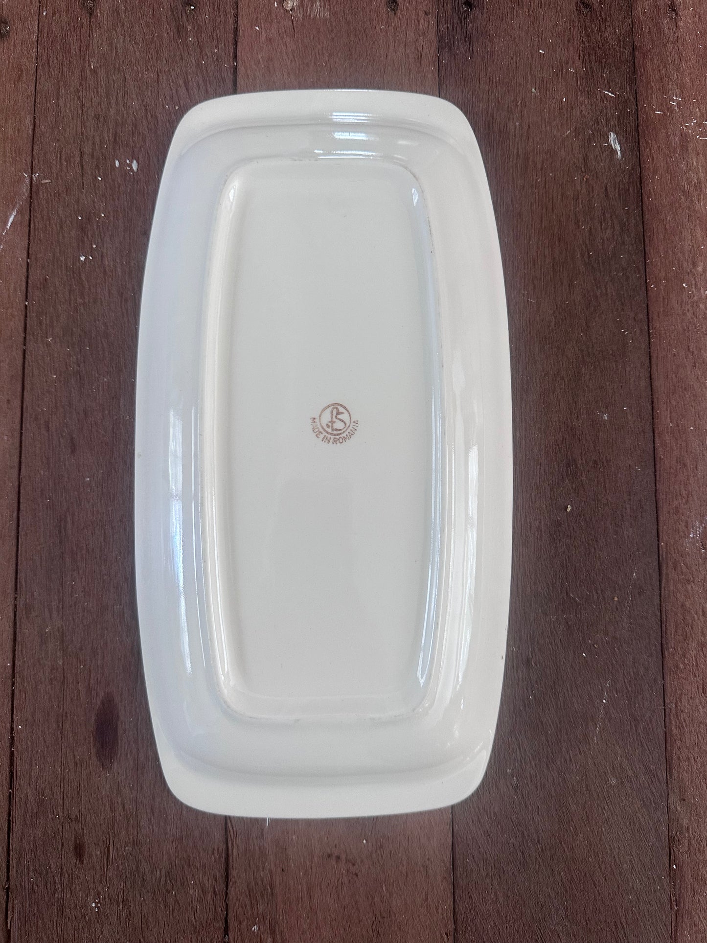 Mid-Century Romanian Ceramic Sandwich Tray - Blue & White Floral
