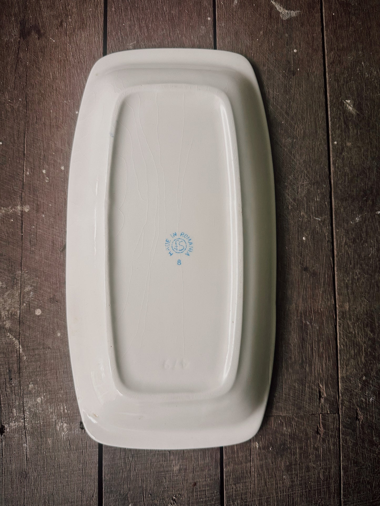Mid-Century Romanian Ceramic Sandwich Tray - Pink & White Floral