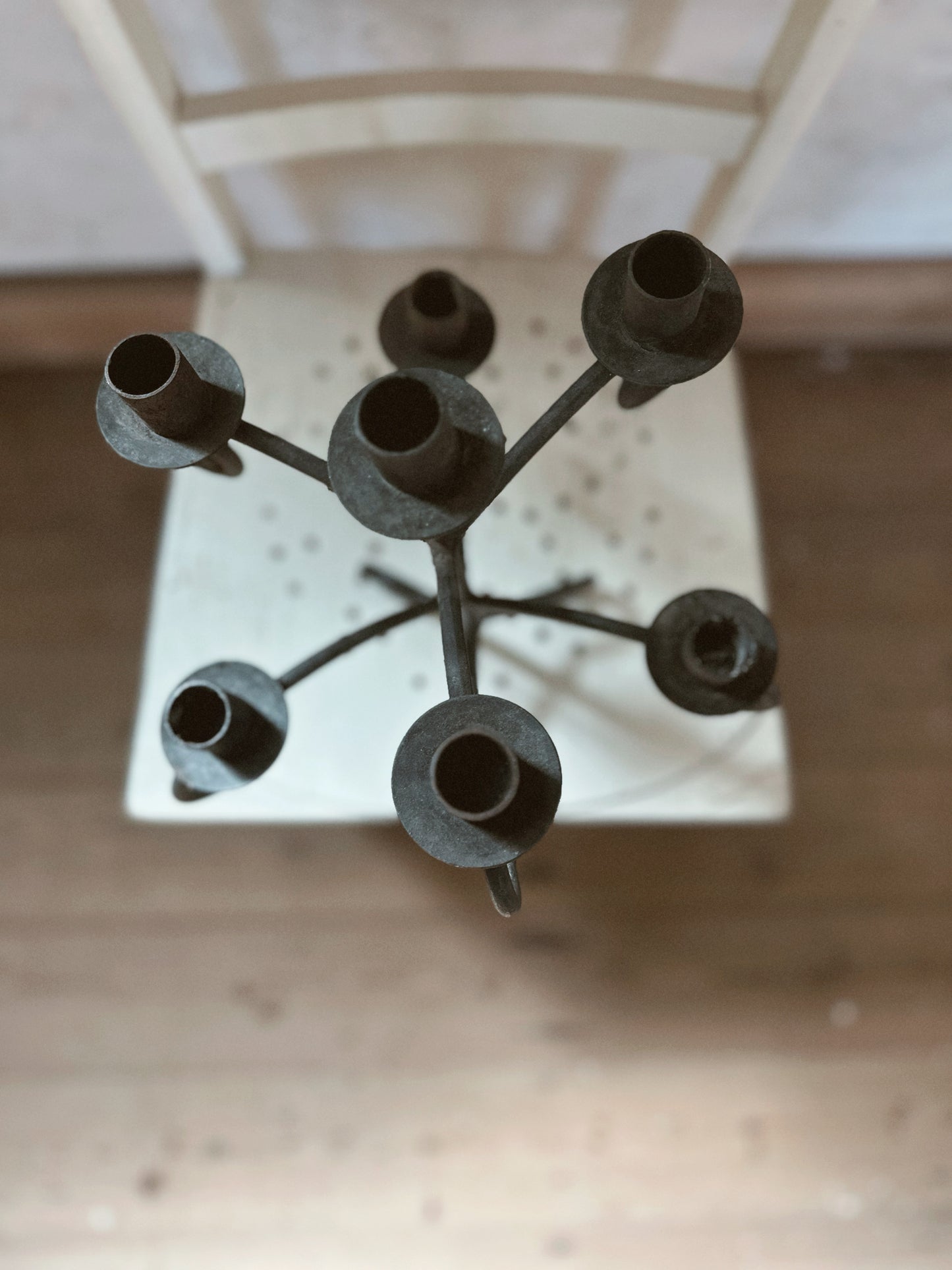 5-arm Black Wrought Iron Hand Forged Candelabra