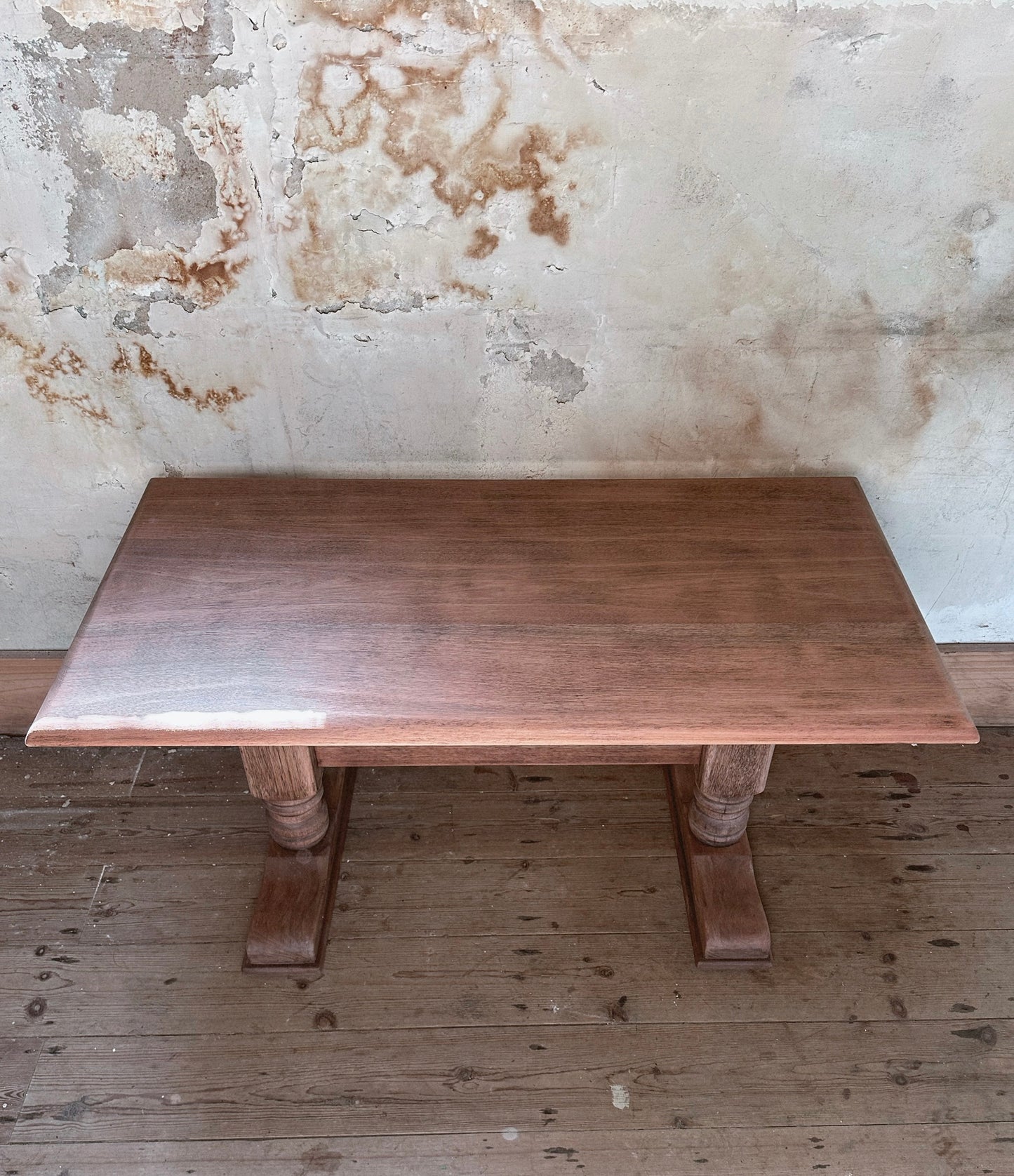 Mid-Century Solid Wood Tudor Style Trestle Coffee Table