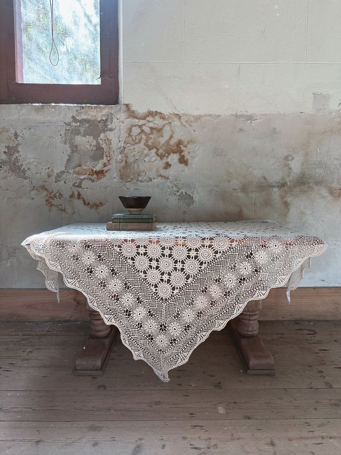 Handcrafted Vintage Crochet Lace Tablecloth