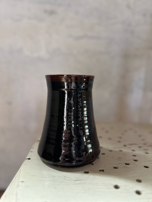 Vintage Studio Pottery Deep Brown Glazed Vase