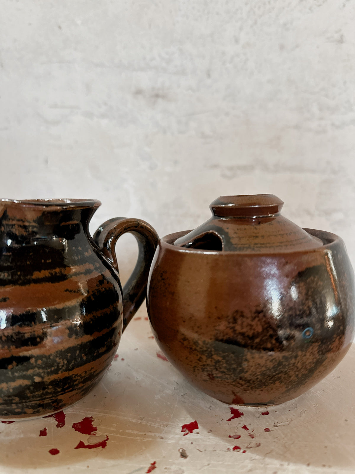 Studio Pottery Milk Jug and Sugar Bowl Set